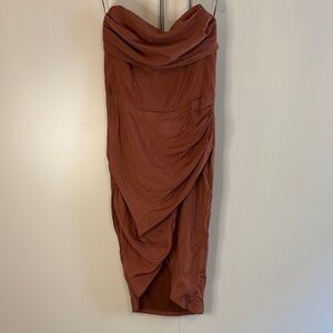Bardot Terracotta Strapless Dress